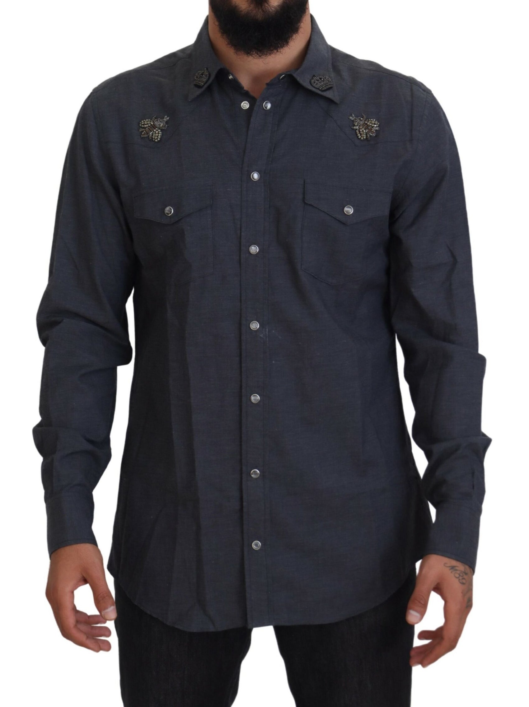 Elegantes Slim-Fit Freizeithemd aus blauem Denim