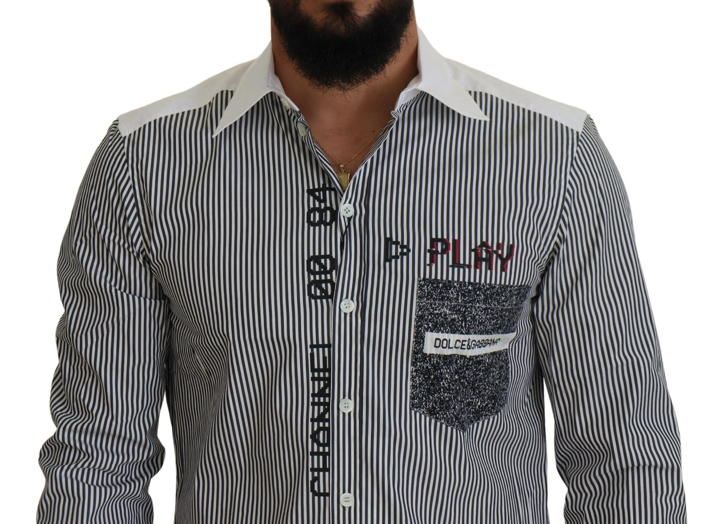Slim Fit Gestreiftes Freizeithemd mit Kanalmotiv