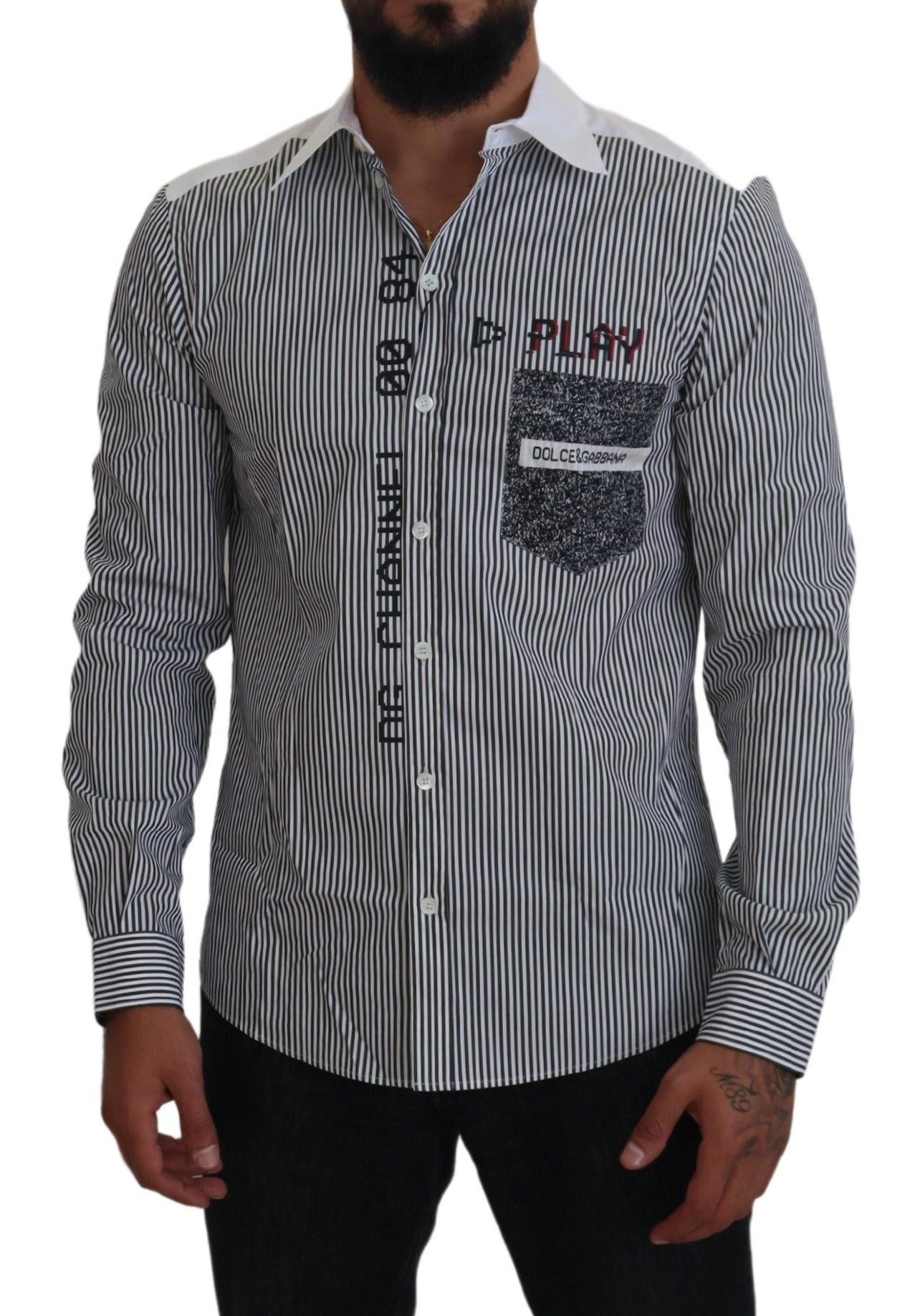Slim Fit Gestreiftes Freizeithemd mit Kanalmotiv