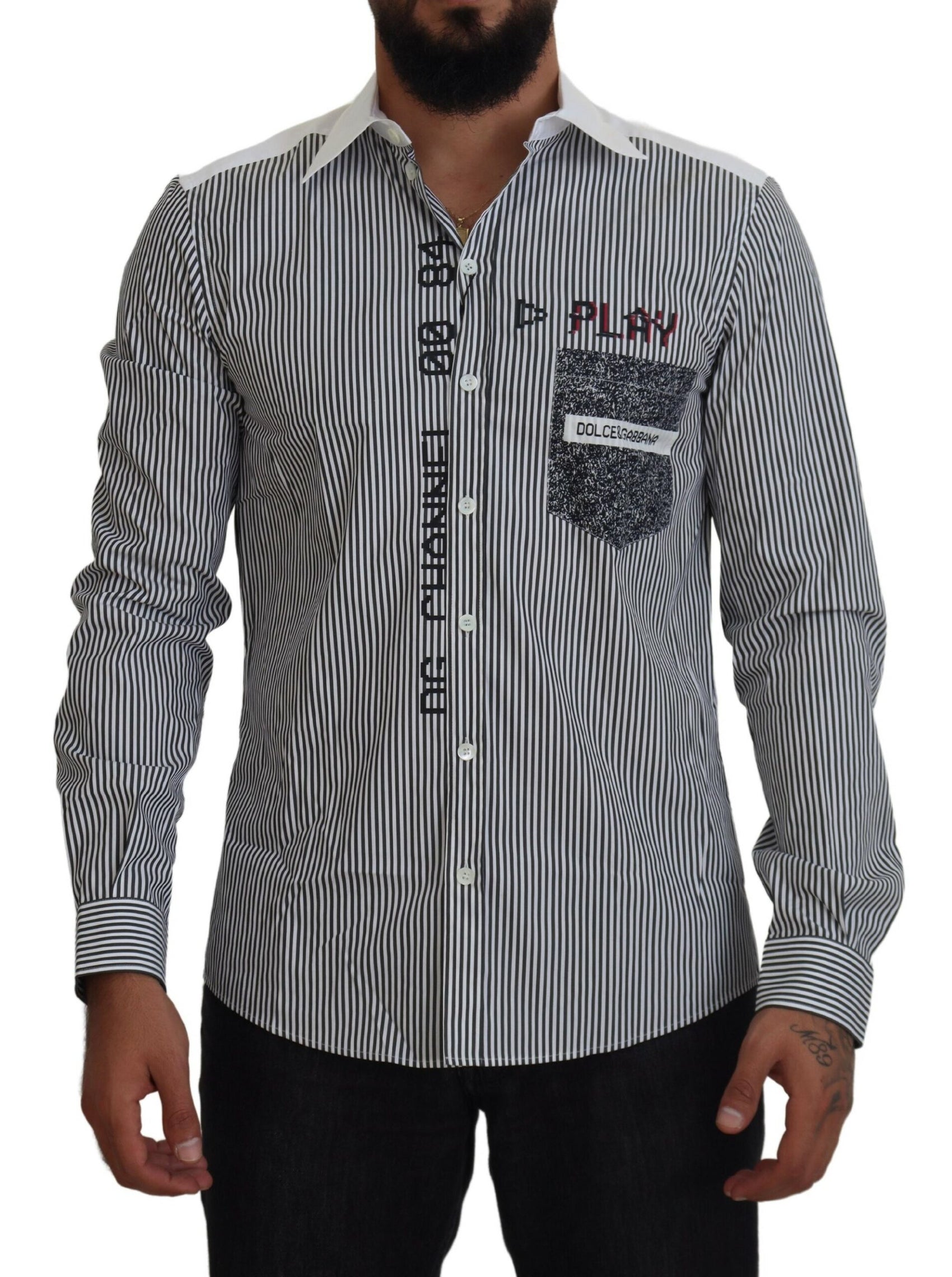 Slim Fit Gestreiftes Freizeithemd mit Kanalmotiv
