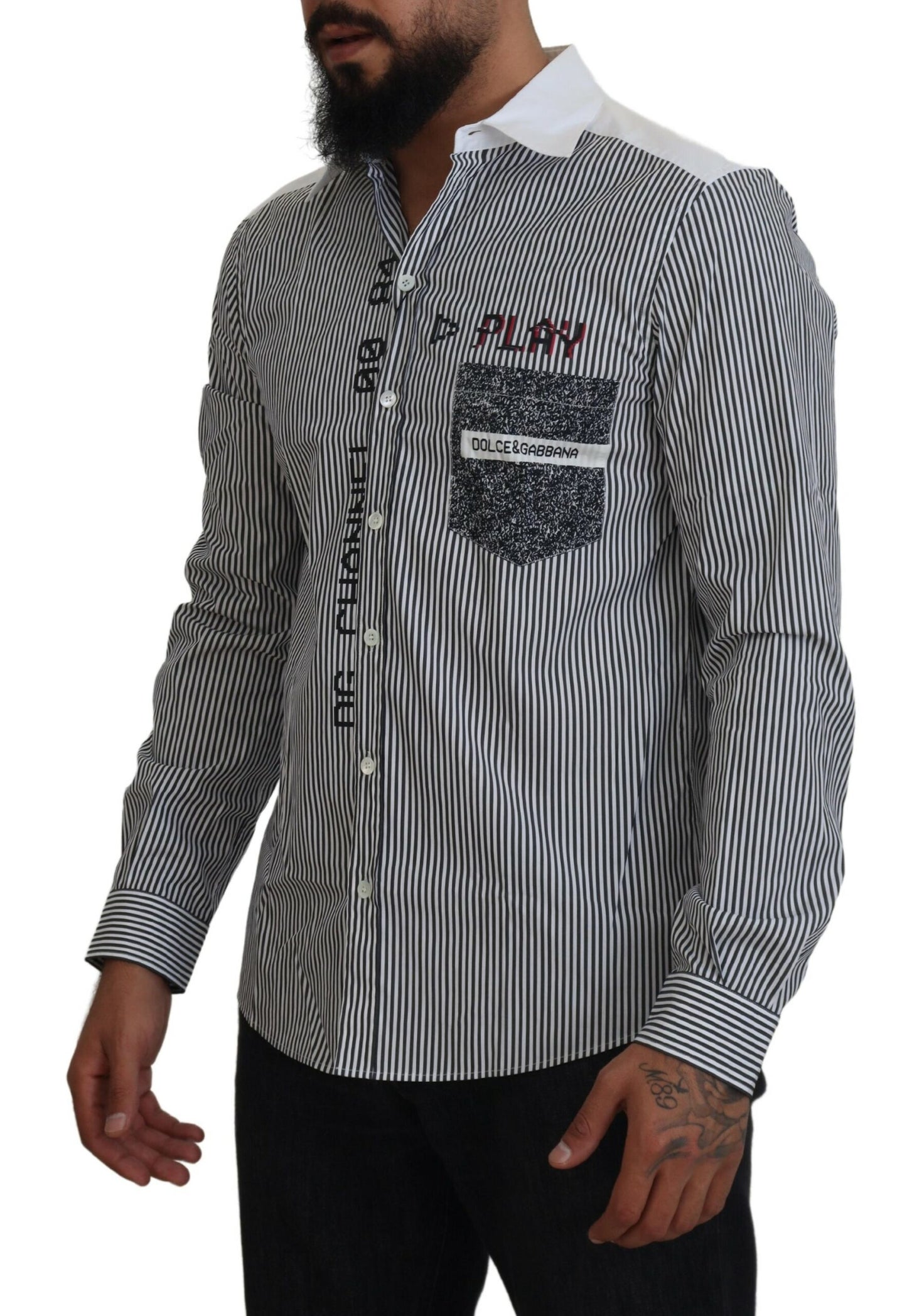 Slim Fit Gestreiftes Freizeithemd mit Kanalmotiv