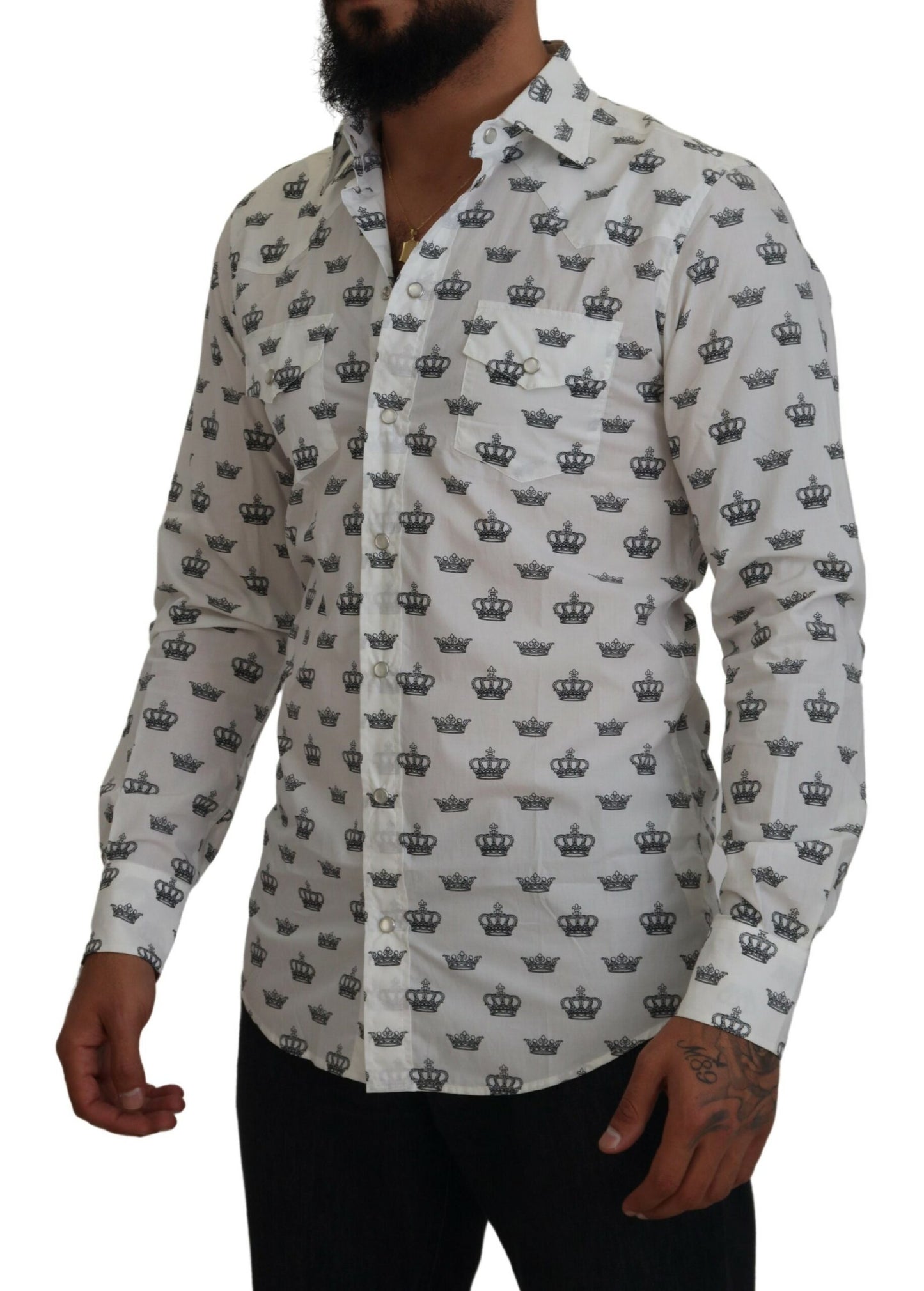 Slim Fit Hemd mit Kronen-Print
