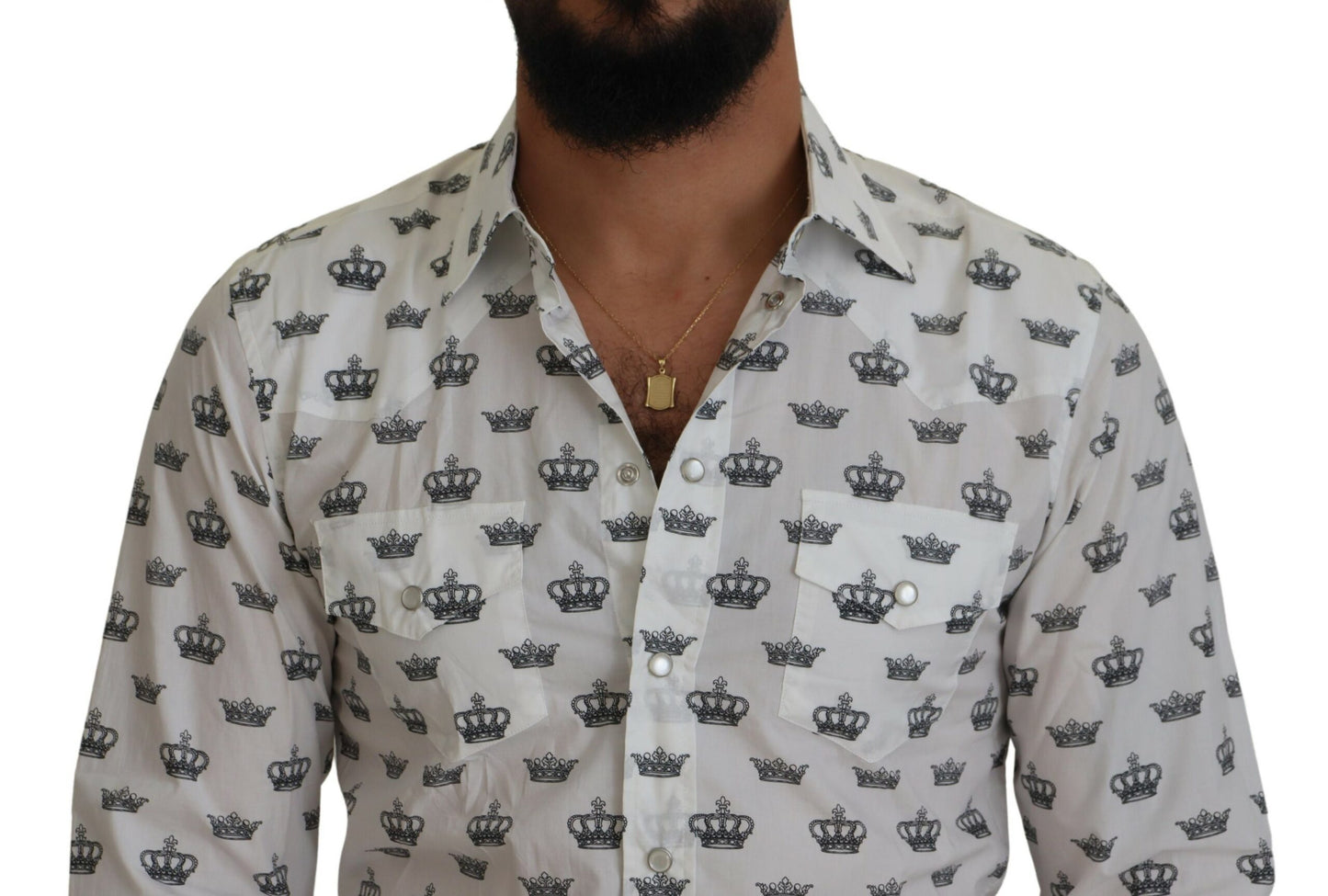 Slim Fit Hemd mit Kronen-Print