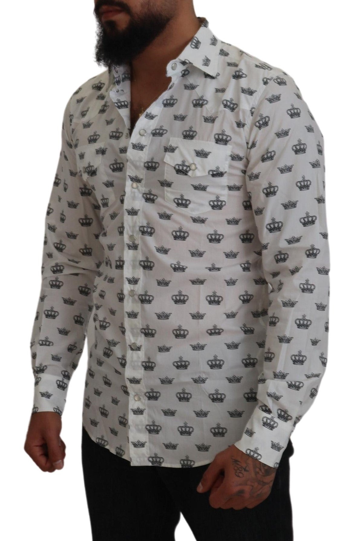 Slim Fit Hemd mit Kronen-Print
