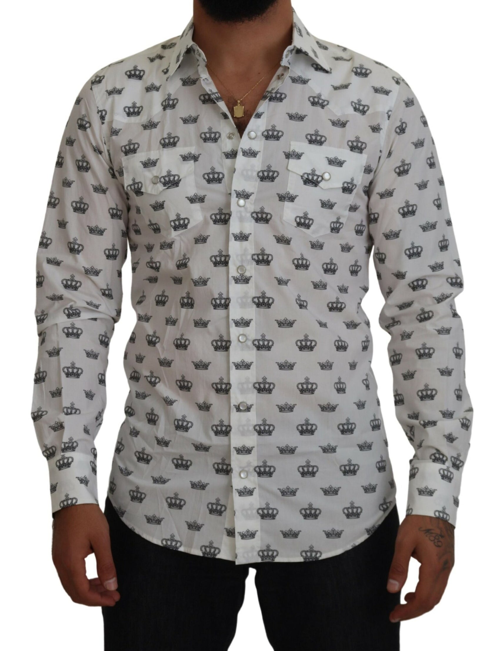 Slim Fit Hemd mit Kronen-Print