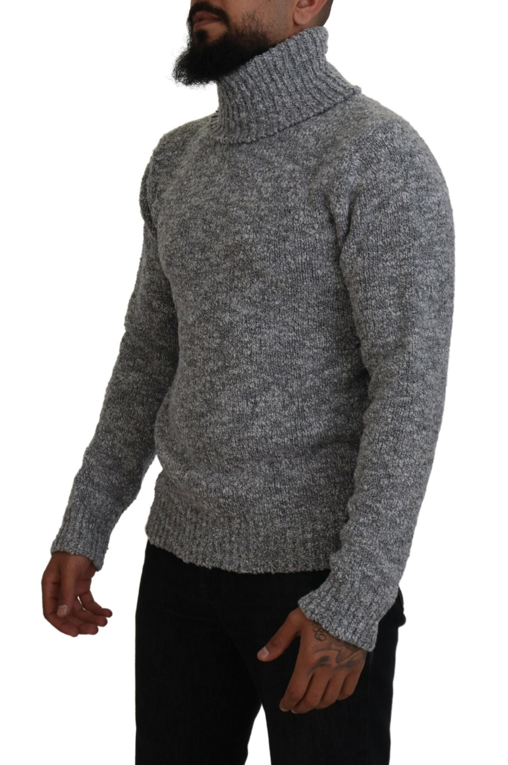Eleganter grauer Rollkragenpullover aus Wollmischung