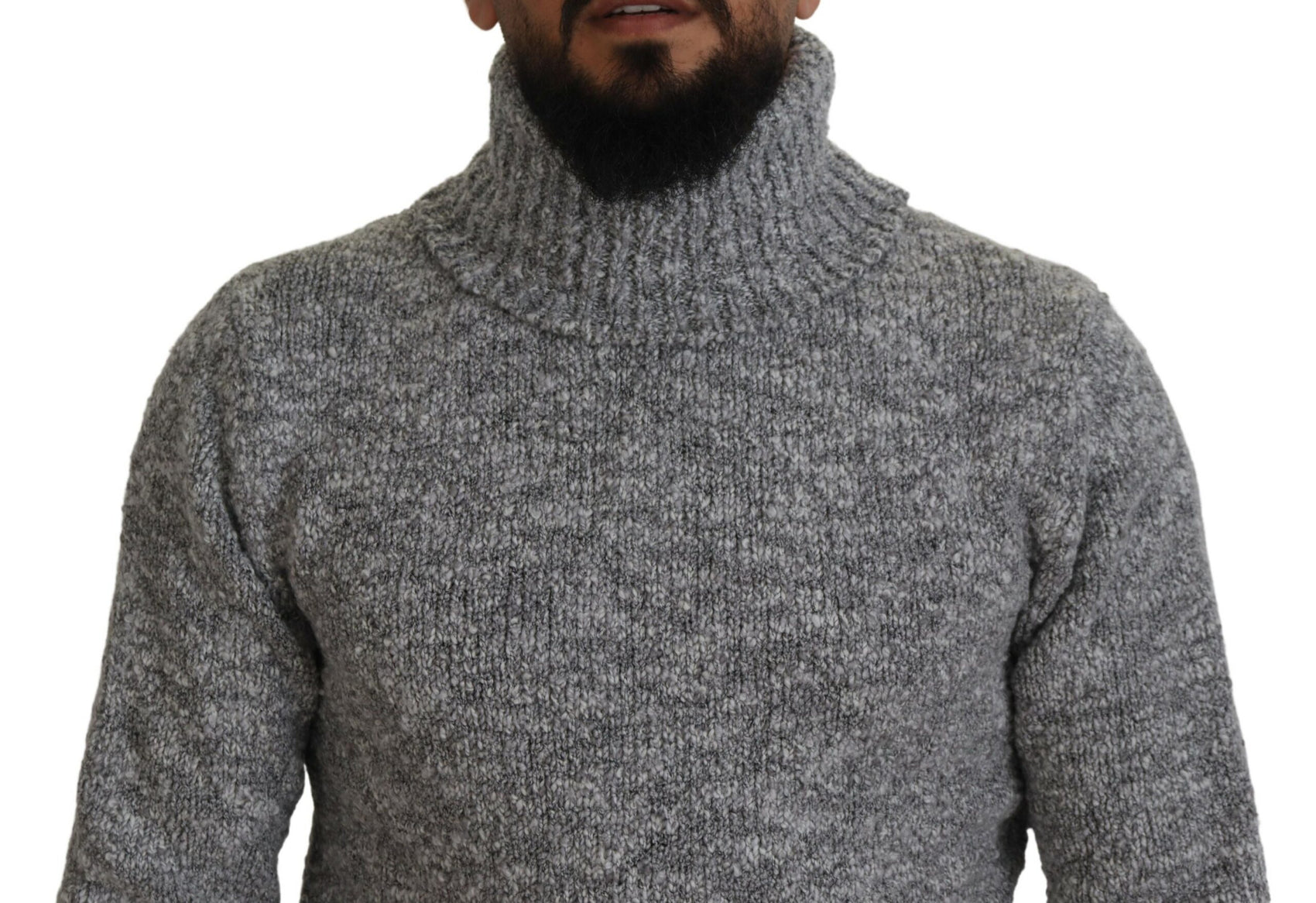 Eleganter grauer Rollkragenpullover aus Wollmischung