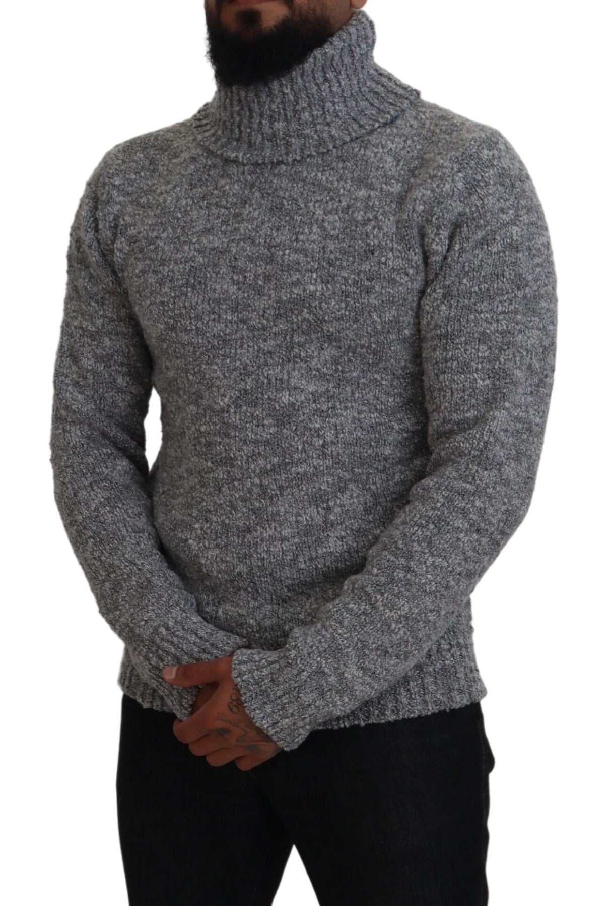 Eleganter grauer Rollkragenpullover aus Wollmischung