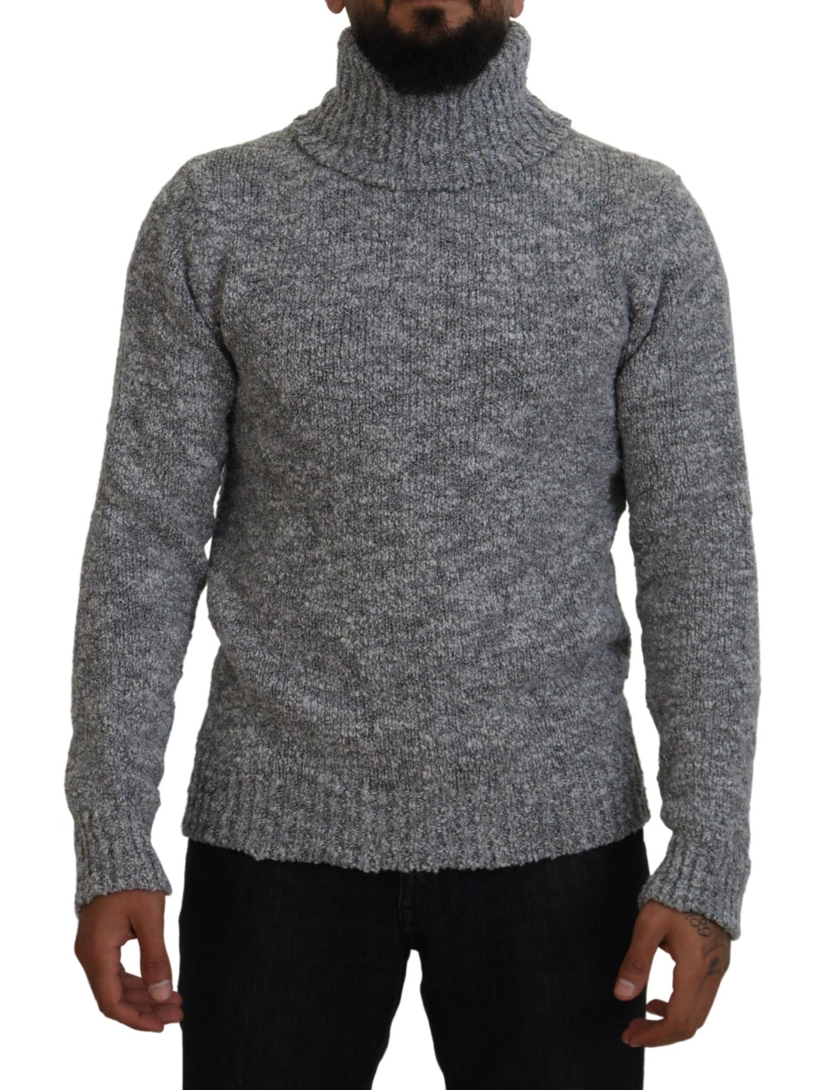 Eleganter grauer Rollkragenpullover aus Wollmischung