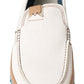 Elegant White Leather Slipper Loafers