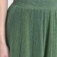 Enchanting Metallic Green Pleated A-Line Skirt