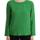 Elegant Silk Long Sleeve Sweater in Lush Green