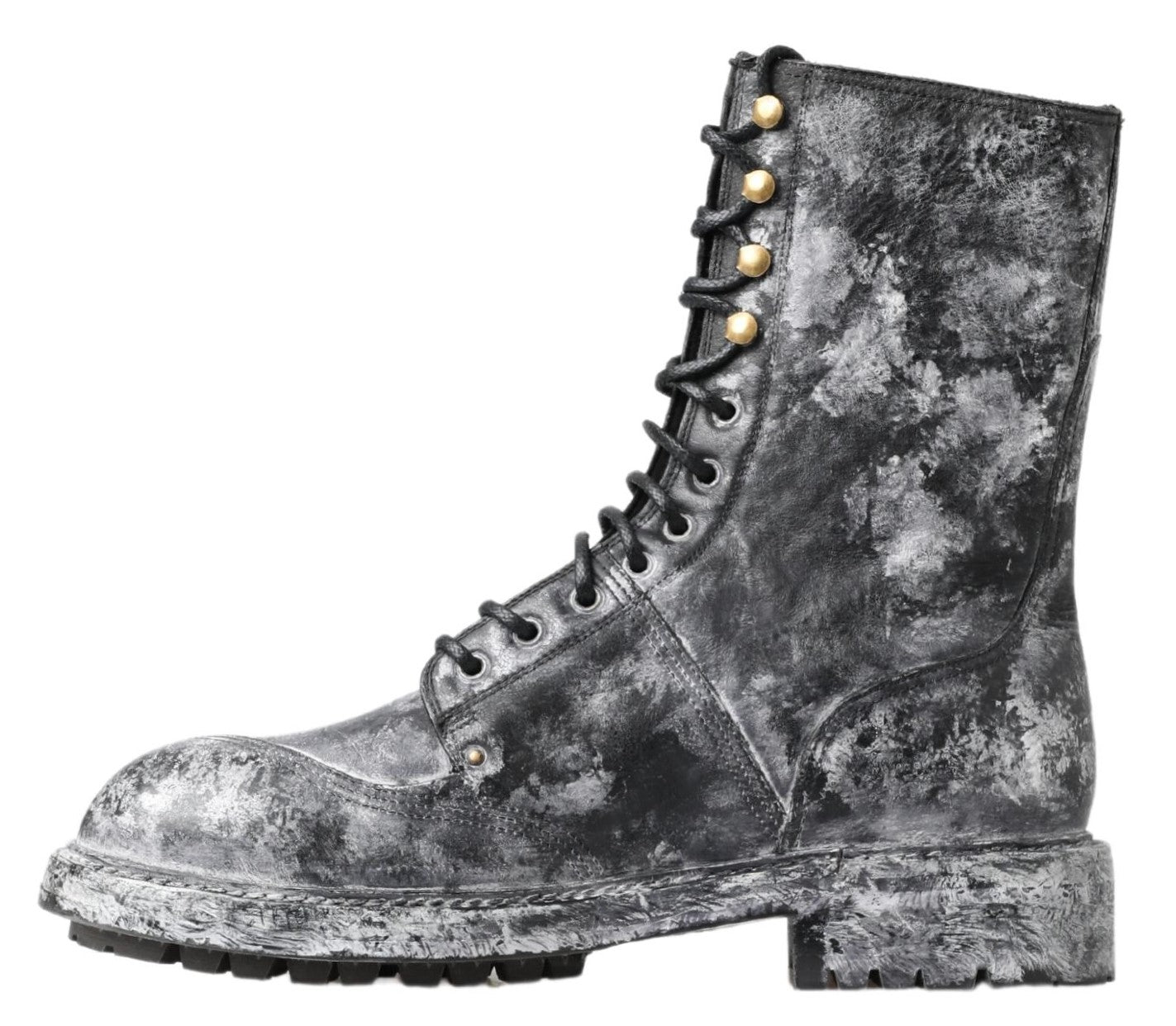 Schicke schwarze Schnürstiefel mit Grau-Weiß-Fade