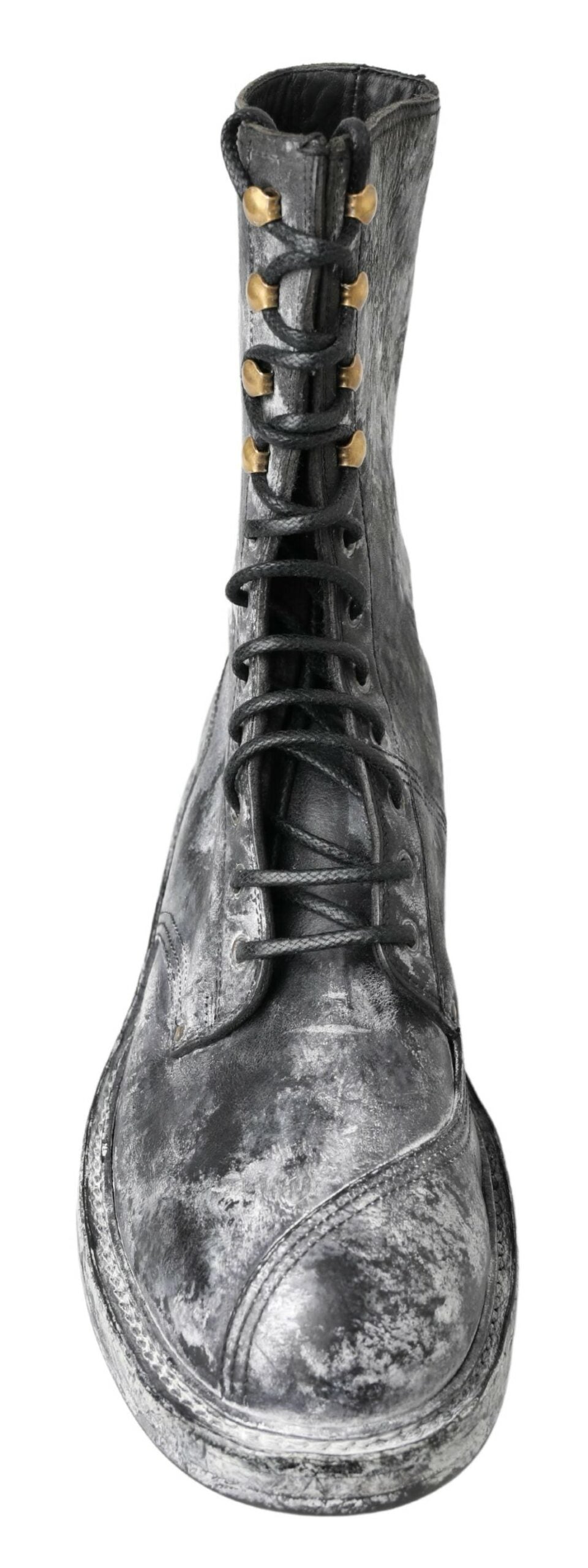 Schicke schwarze Schnürstiefel mit Grau-Weiß-Fade