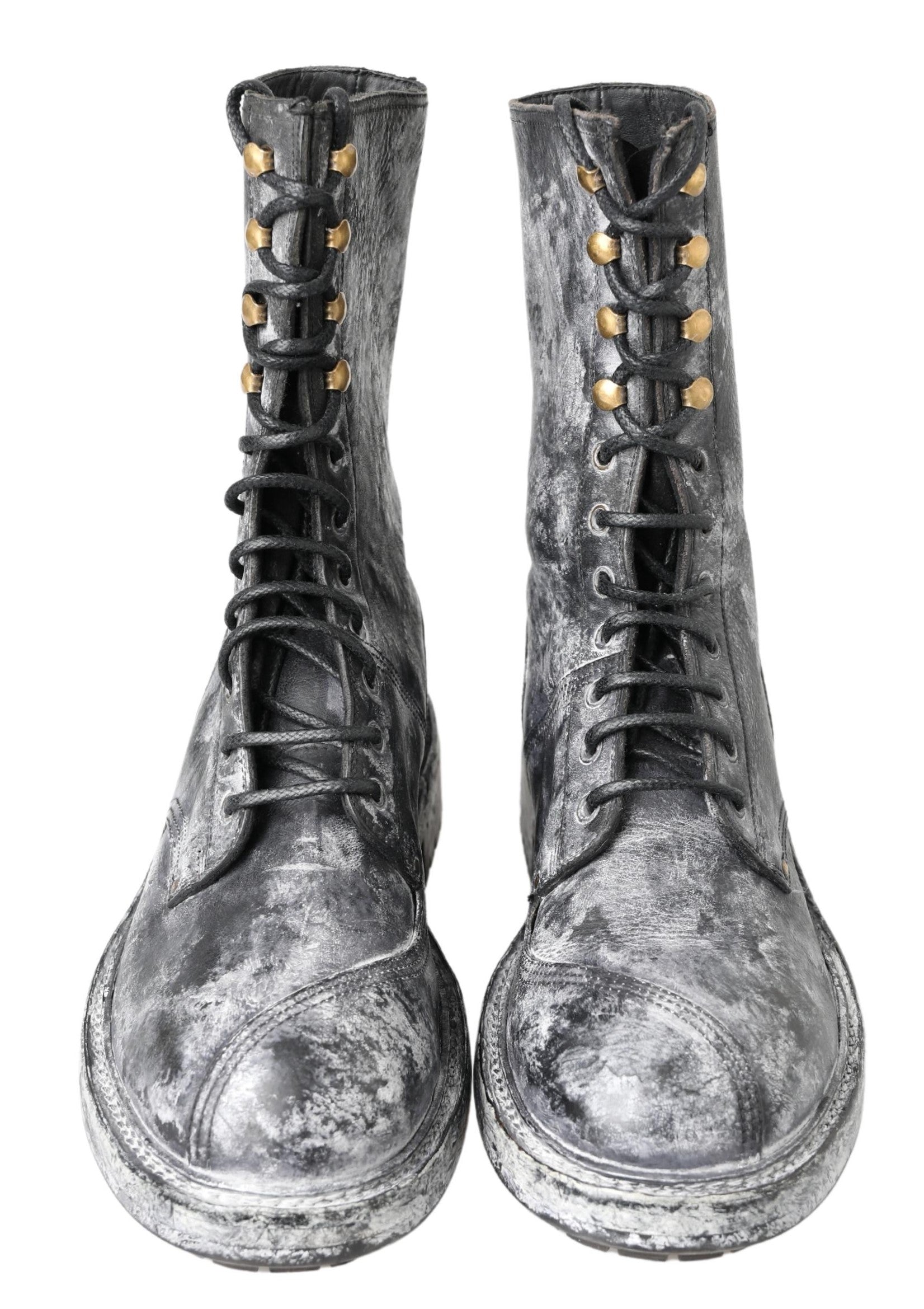 Schicke schwarze Schnürstiefel mit Grau-Weiß-Fade