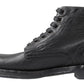 Equisite Black Lace-Up Leather Boots