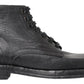 Equisite Black Lace-Up Leather Boots