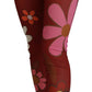 Leggings a vita alta rossi floreali