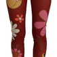 Leggings a vita alta rossi floreali