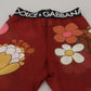 Leggings a vita alta rossi floreali