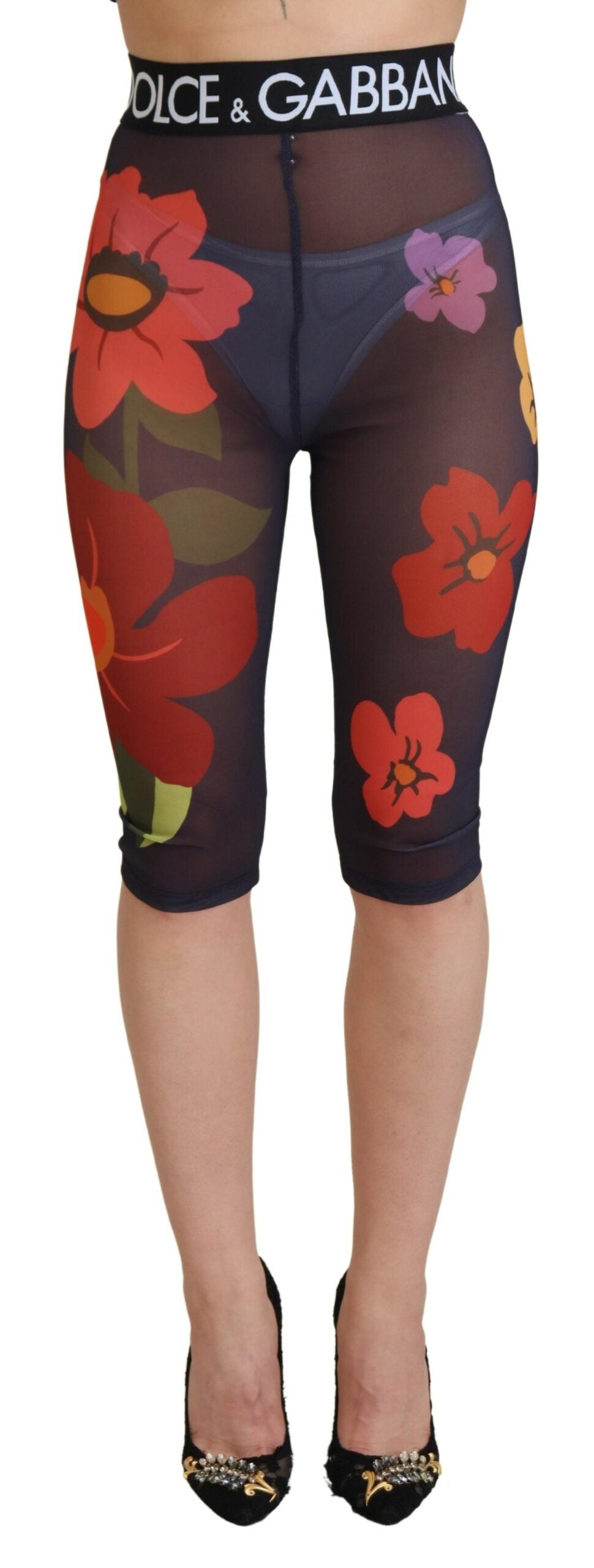 Eleganti leggings a vita alta con stampa floreale