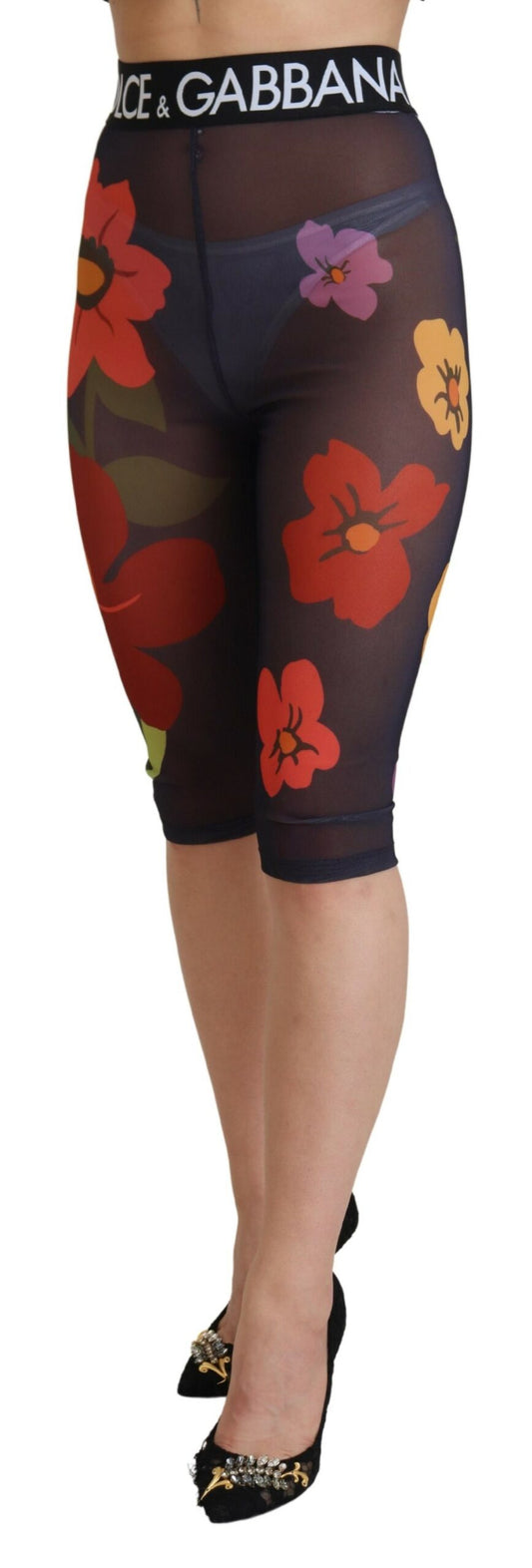 Eleganti leggings a vita alta con stampa floreale