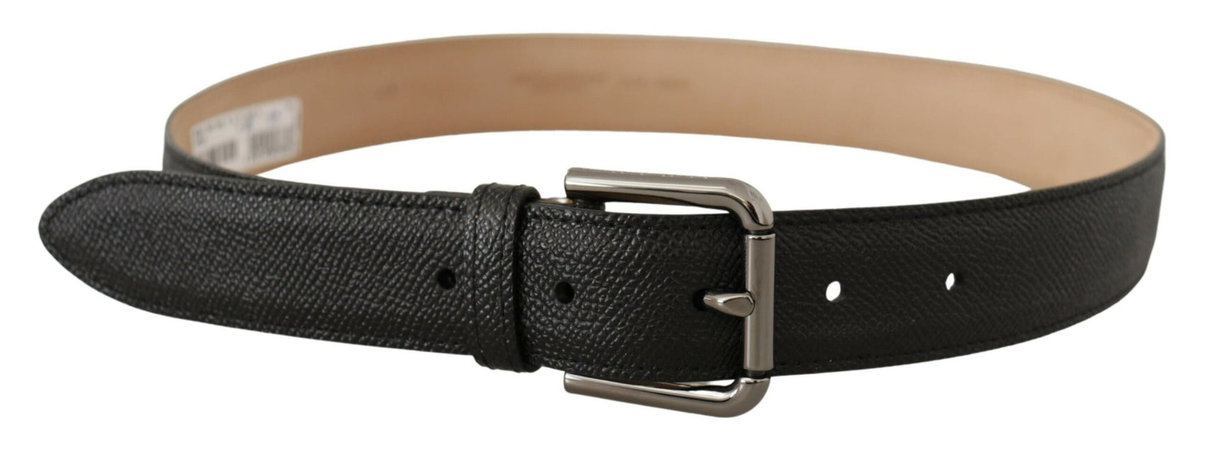 Elegante cintura in pelle nera con fibbia in metallo
