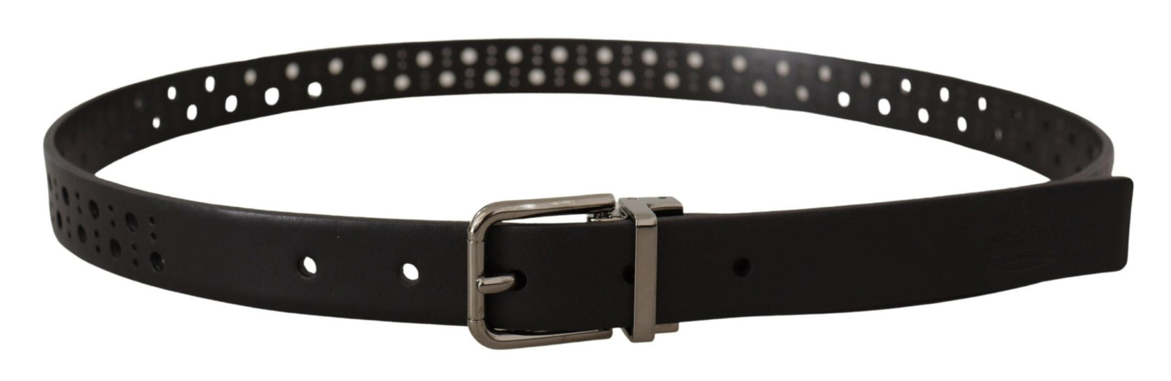 Elegante cintura in pelle nera con fibbia in metallo