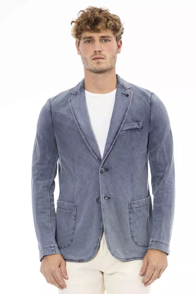 Blazer da uomo in cotone blu