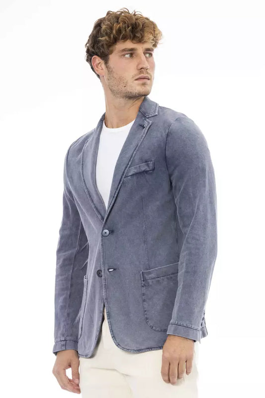 Blazer da uomo in cotone blu