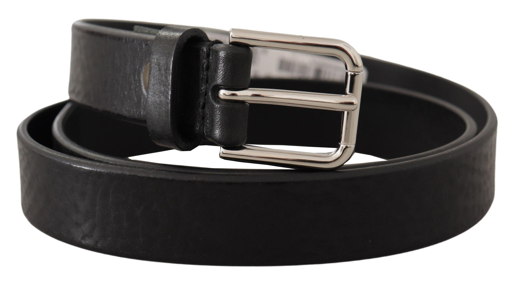 Elegante cintura in pelle nera con fibbia in metallo