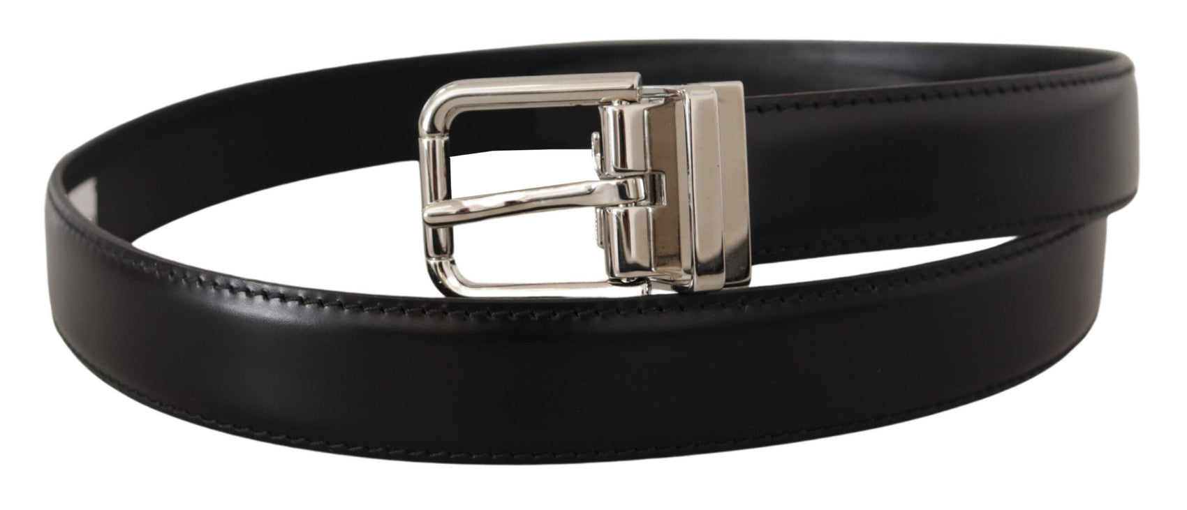 Cintura in pelle nera elegante con fibbia in metallo
