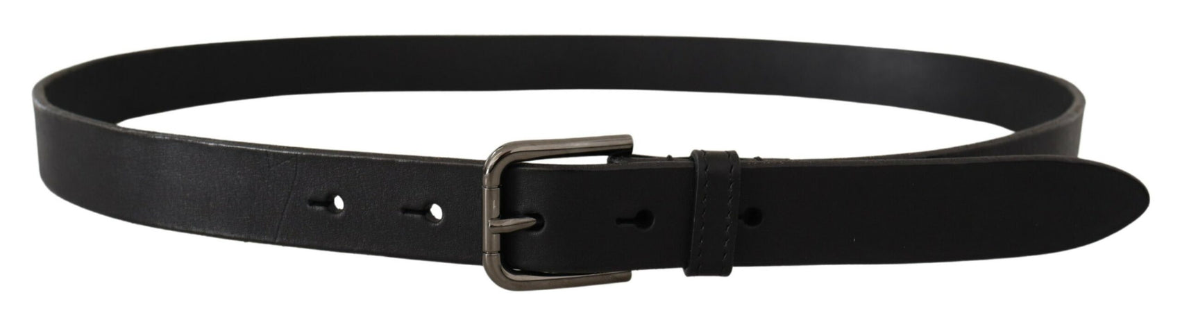 Elegante cintura in pelle nera con fibbia in metallo