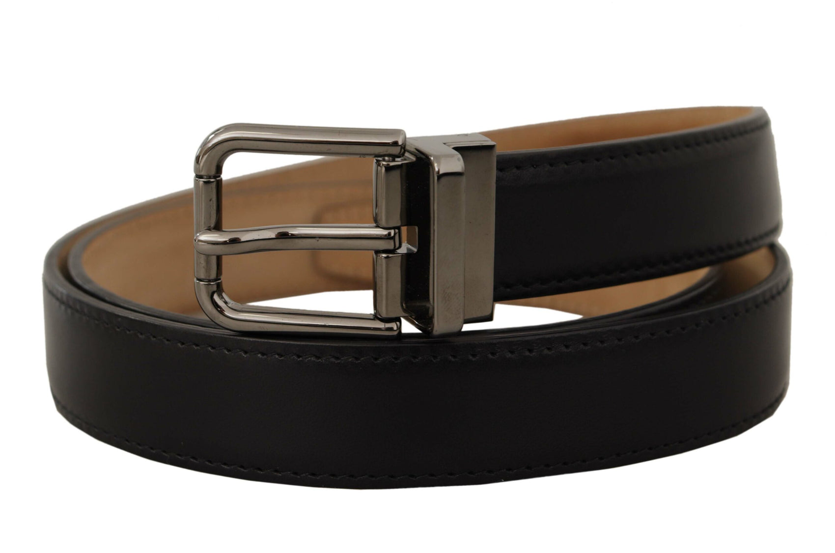 Cintura in pelle nera elegante con fibbia in metallo
