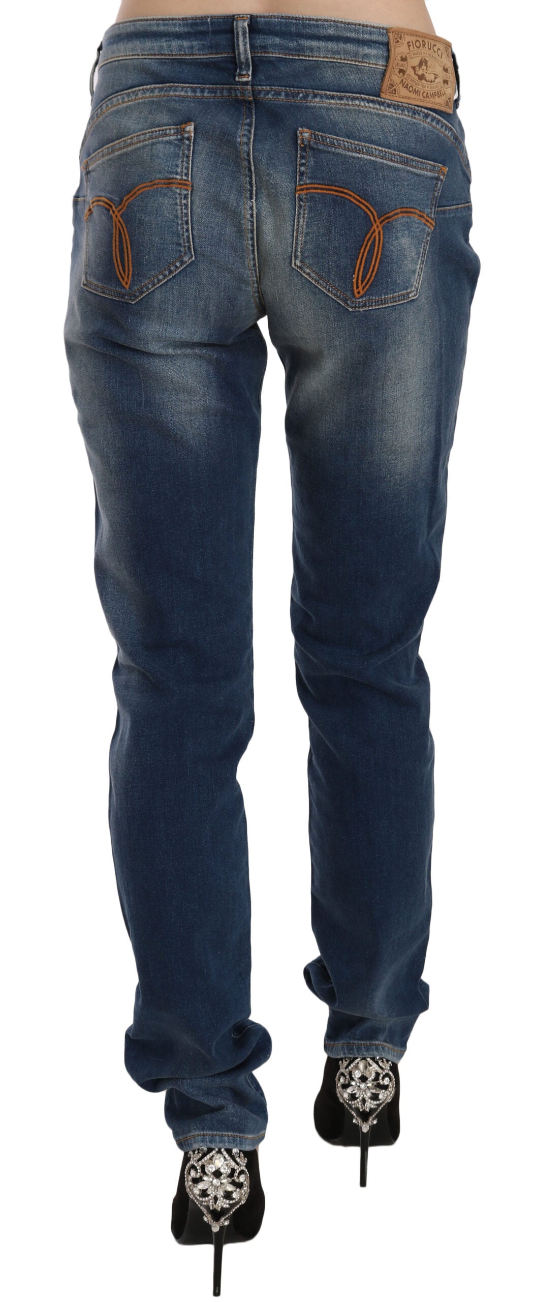 Svelte Slim-Jeans mit mittlerer Taille in Vintage-Blau