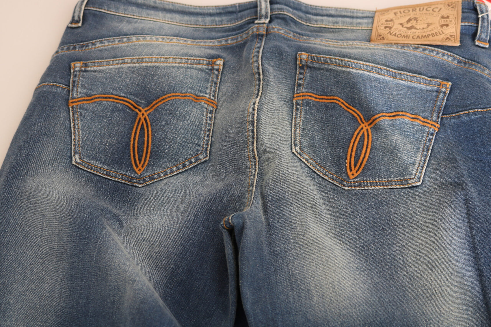 Svelte Slim-Jeans mit mittlerer Taille in Vintage-Blau