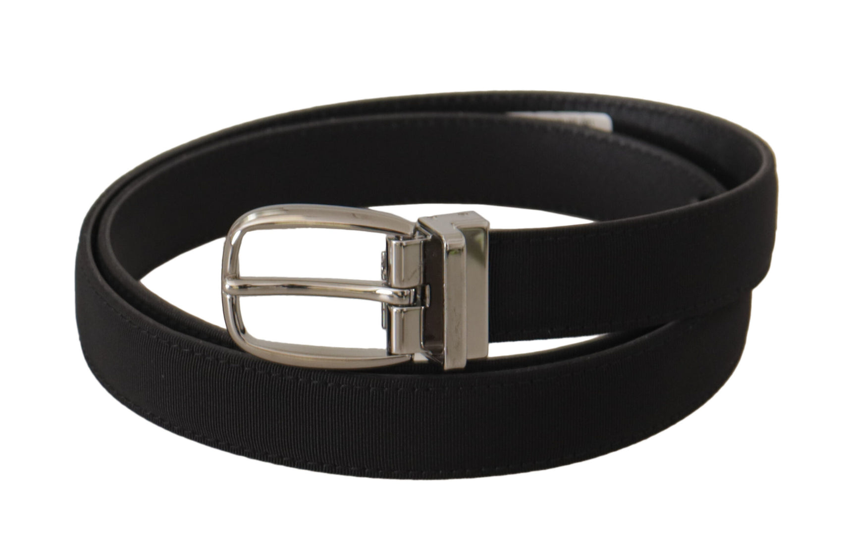 Elegante cintura in tela nera e pelle