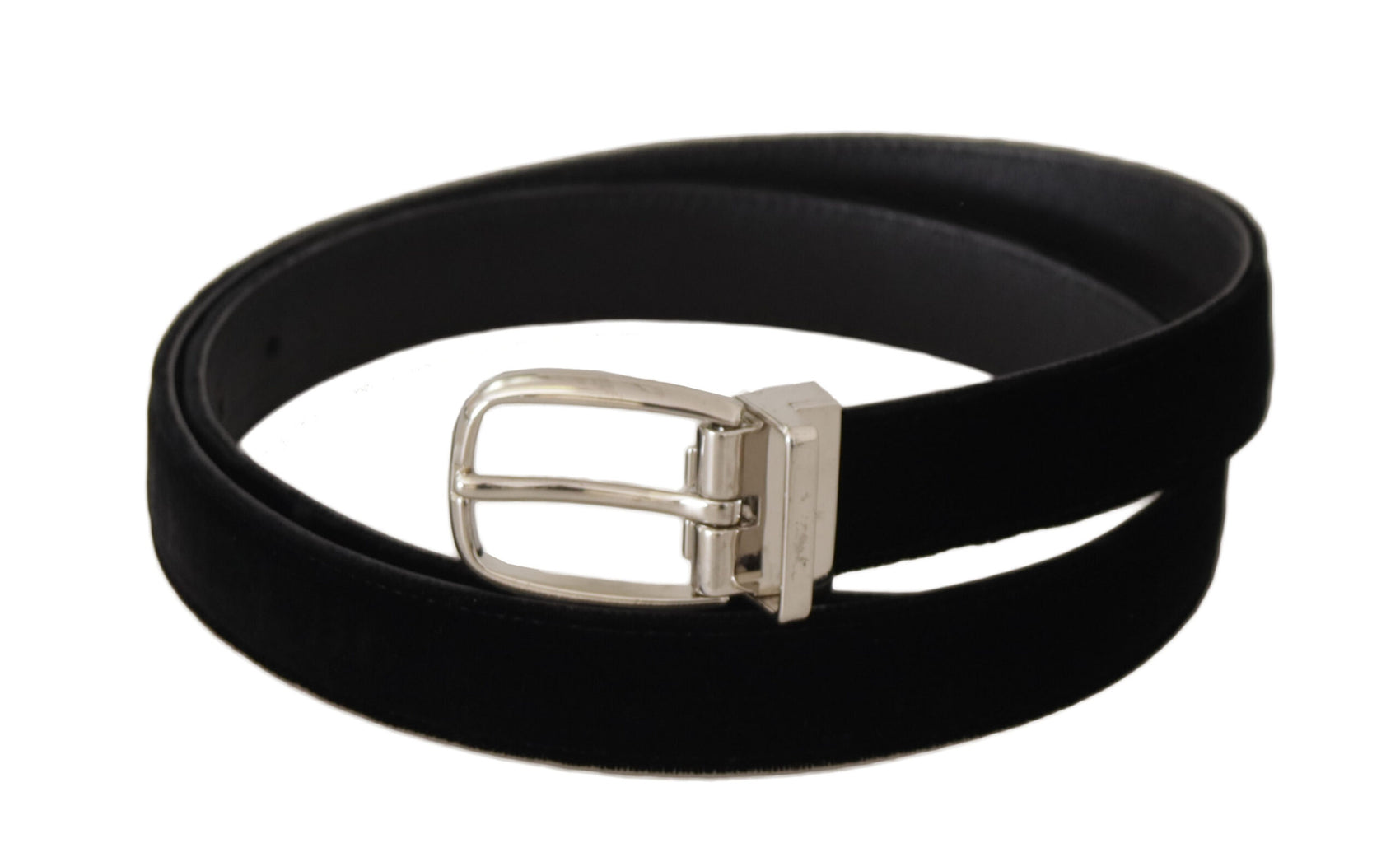 Elegante cintura nera in velluto con fibbia con logo