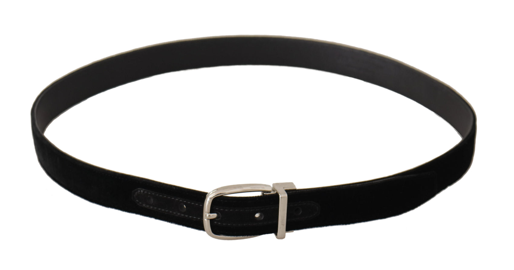 Elegante cintura nera in velluto con fibbia con logo