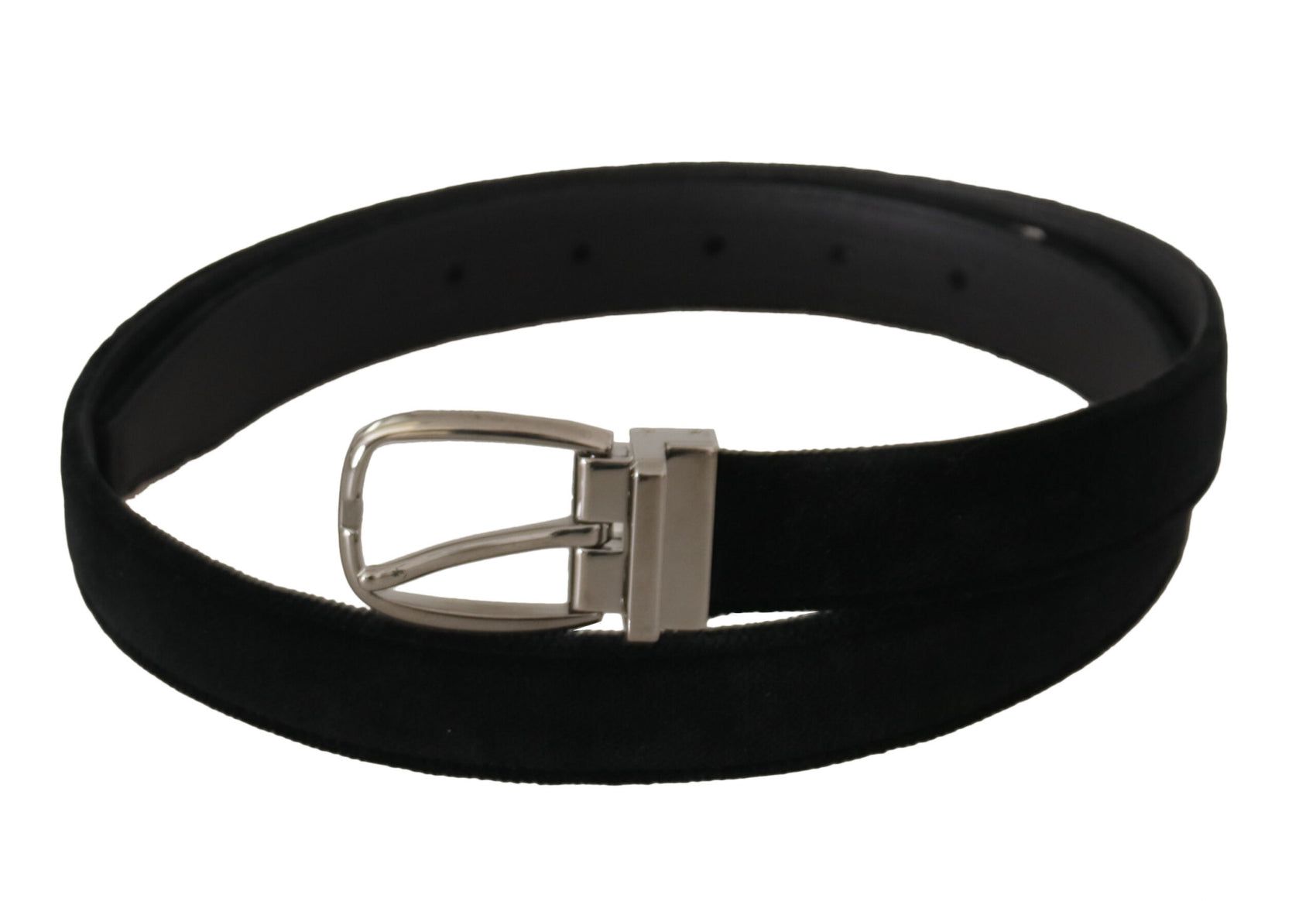Elegante cintura in velluto nero con fibbia incisa
