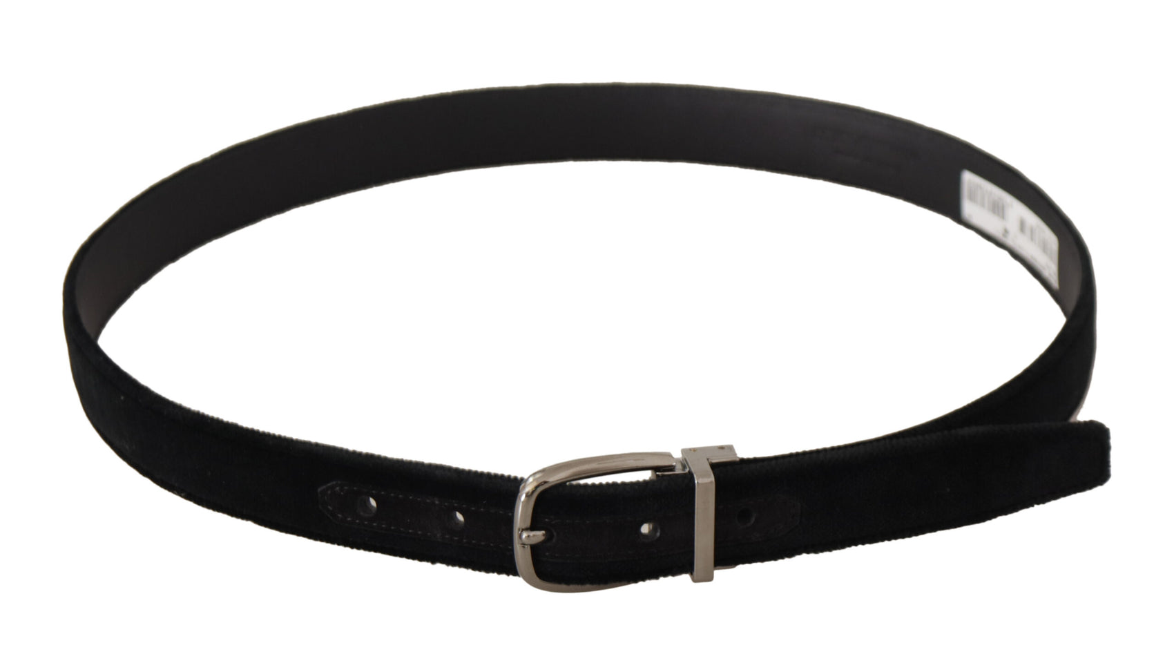 Elegante cintura in velluto nero con fibbia incisa