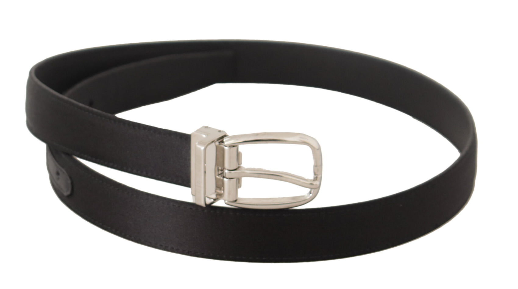 Elegante cintura in pelle e tela nera firmata