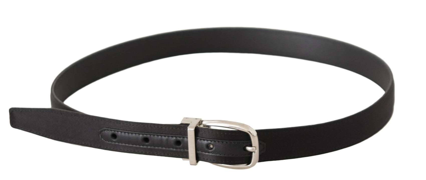 Elegante cintura in pelle e tela nera firmata