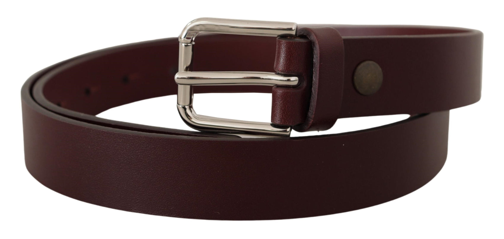 Cintura in pelle Maroon Luxe con fibbia in metallo