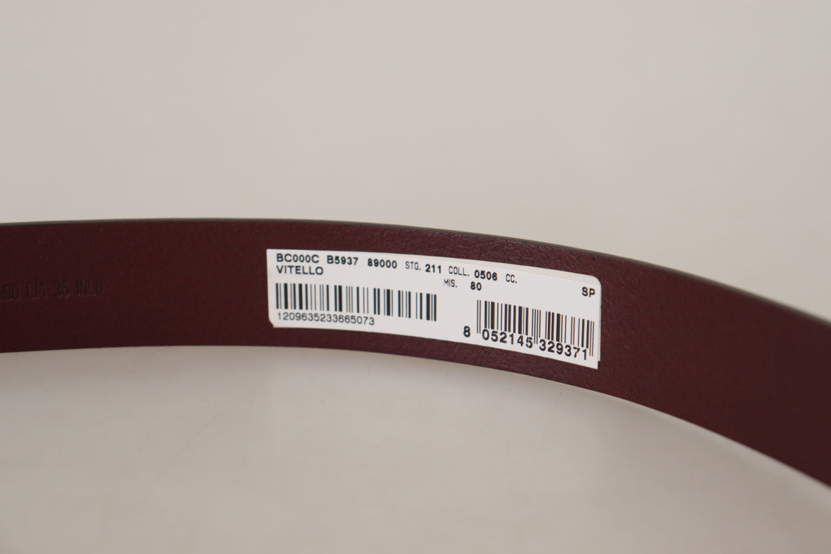 Cintura in pelle Maroon Luxe con fibbia in metallo
