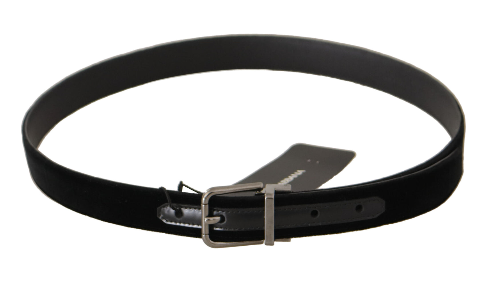 Elegante cintura D&amp;G in cotone e pelle nera