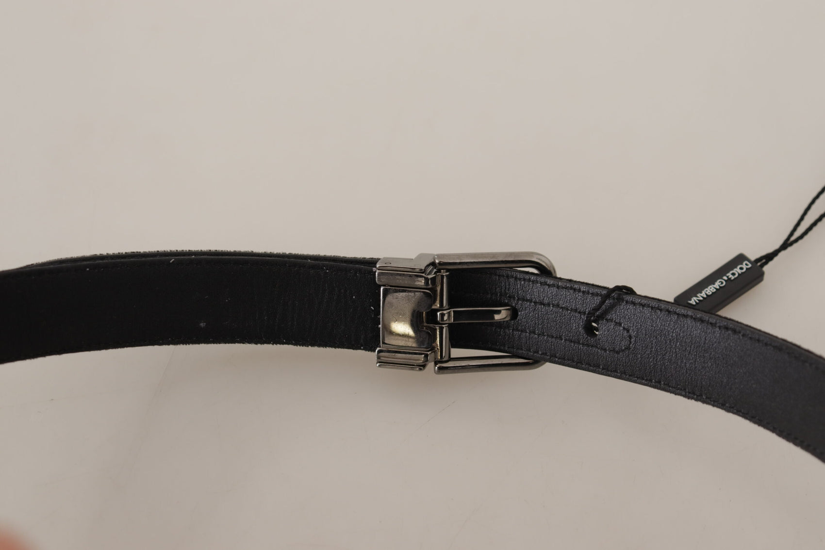 Elegante cintura D&amp;G in cotone e pelle nera