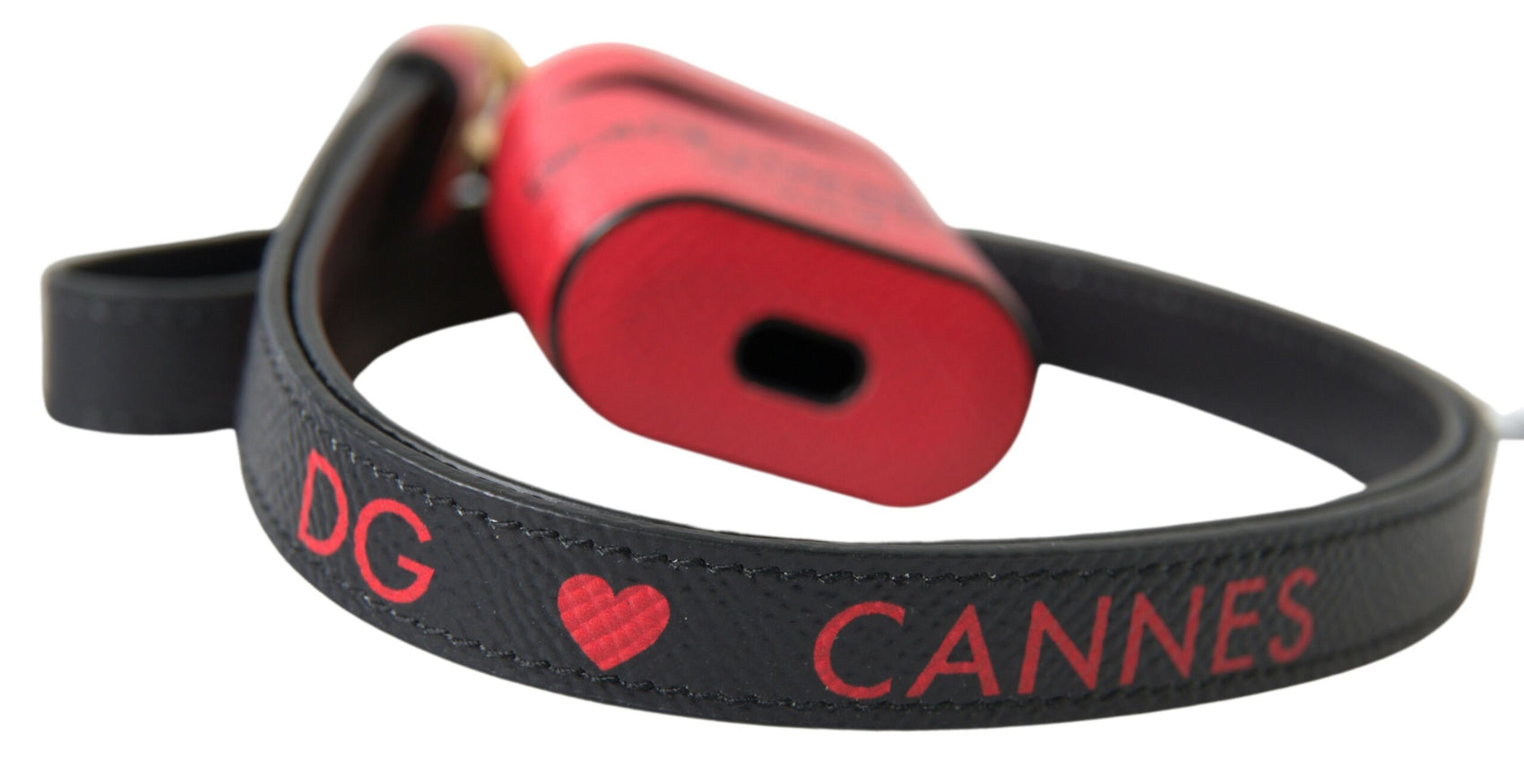 Elegante custodia in pelle per Airpods in nero e rosso