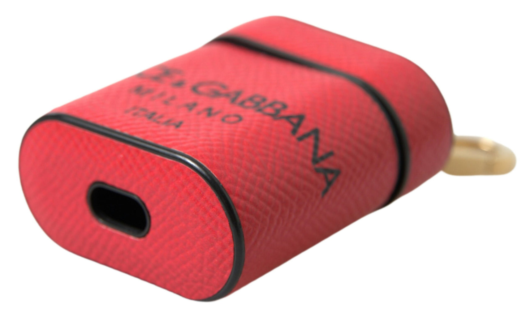 Elegante custodia in pelle per Airpods in nero e rosso