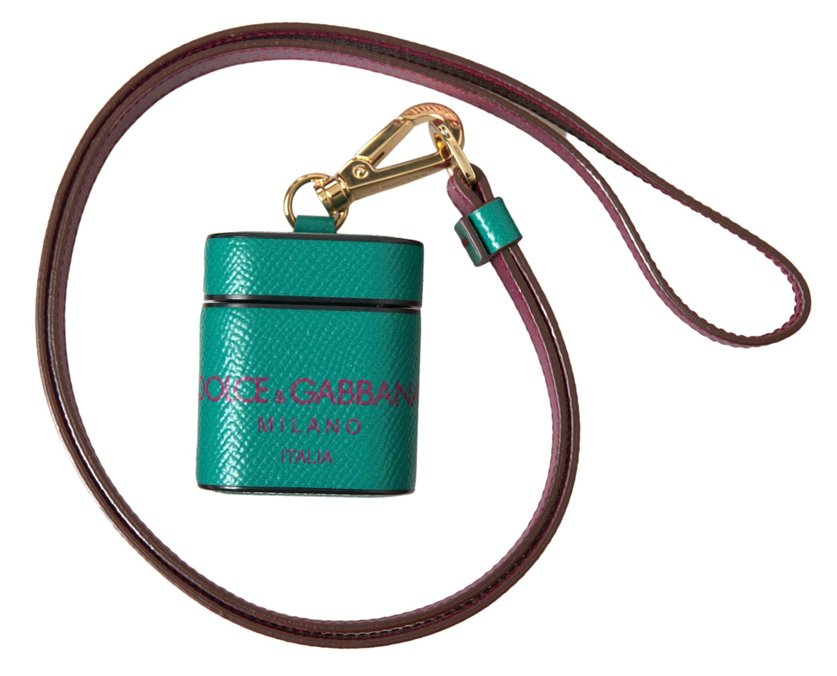 Elegante custodia in pelle per Airpods in verde e marrone